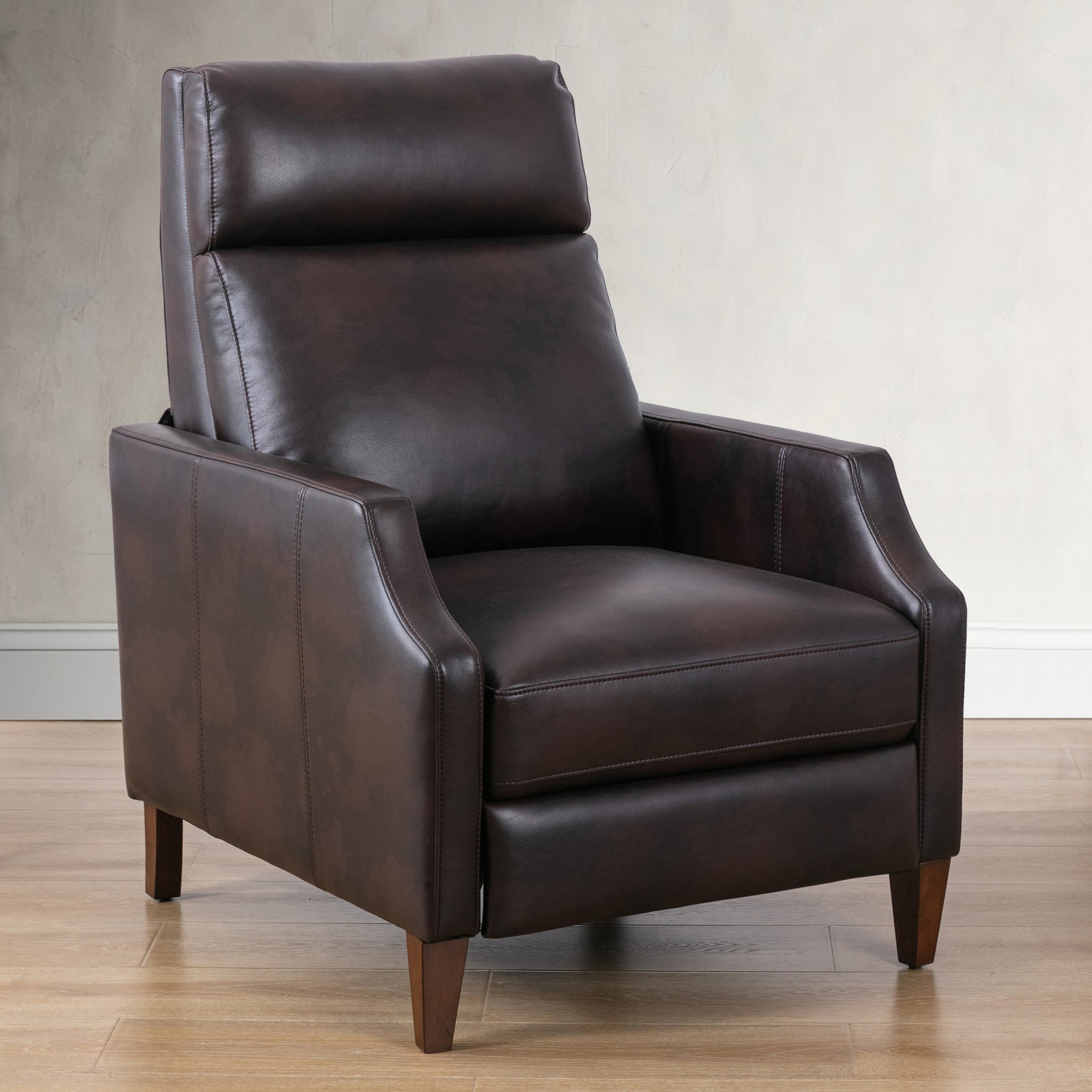 Biscoe Push Back Recliner Burnished Brown Brown Foam Pu Leather