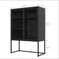 Black Storage Cabinet With Doors, Modern Black Accent Cabinet, Free Standing Cabinet, Buffet Sideboards For Bedroom, Kitchen,Home Office Black Steel