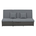 Outdoor Double Sunbed, Wicker Rattan Patio Reclining Chairs With Adjustable Backrest And Seat, Conversational Set For 2 Person, Gray Yes Complete Patio Set Gray Water Resistant Frame Water Resistant Cushion Garden & Outdoor Casual Sofa Seating Groups