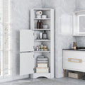 Tall Bathroom Corner Cabinet, Freestanding Storage Cabinet With Doors And Adjustable Shelves, Mdf Board, White White Mdf