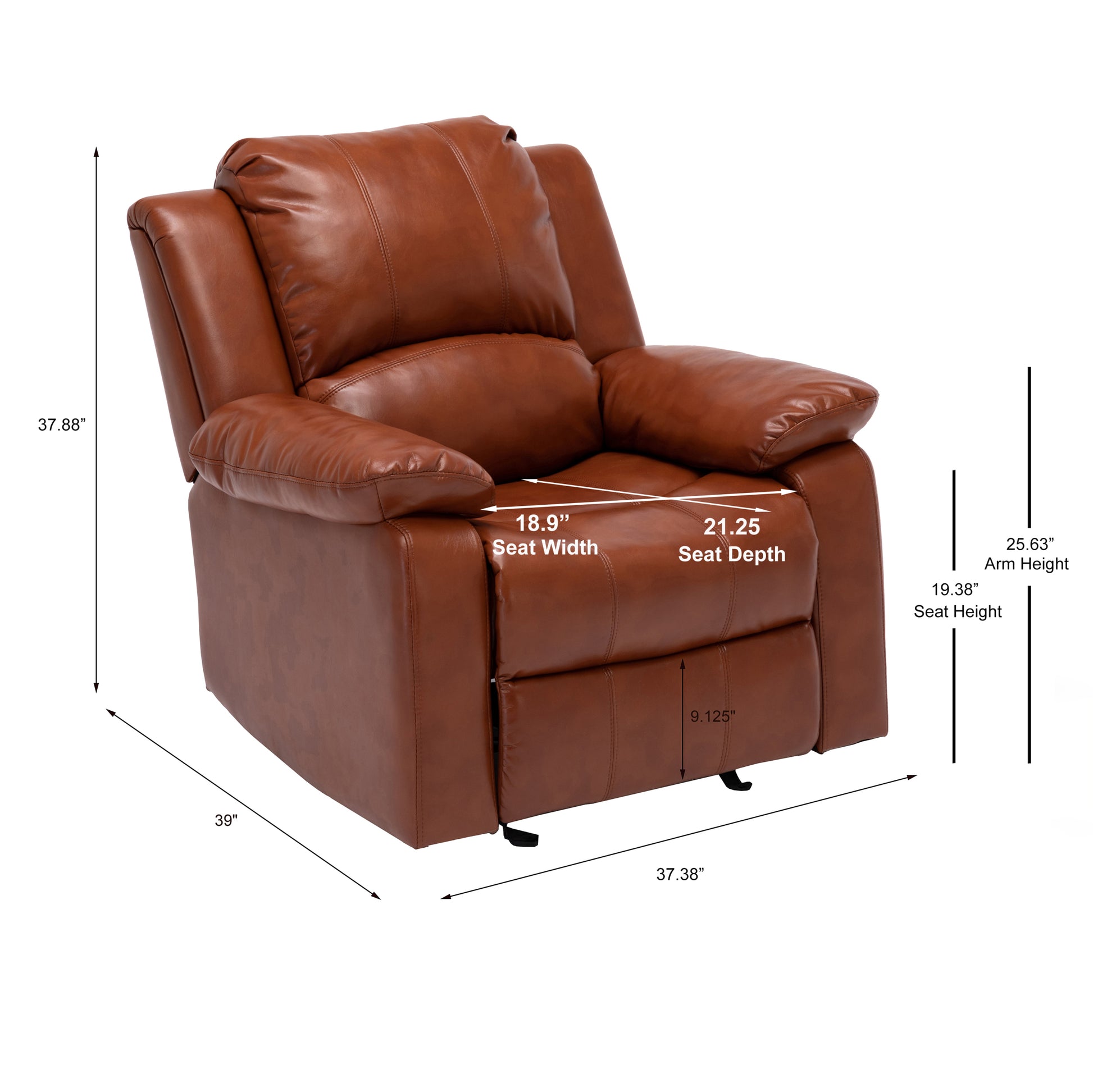 Charlotte Caramel Leather Gel Recliner Caramel Foam Pu Leather