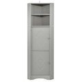 Tall Bathroom Corner Cabinet, Freestanding Storage Cabinet With Doors And Adjustable Shelves, Mdf Board, Gray Gray Mdf