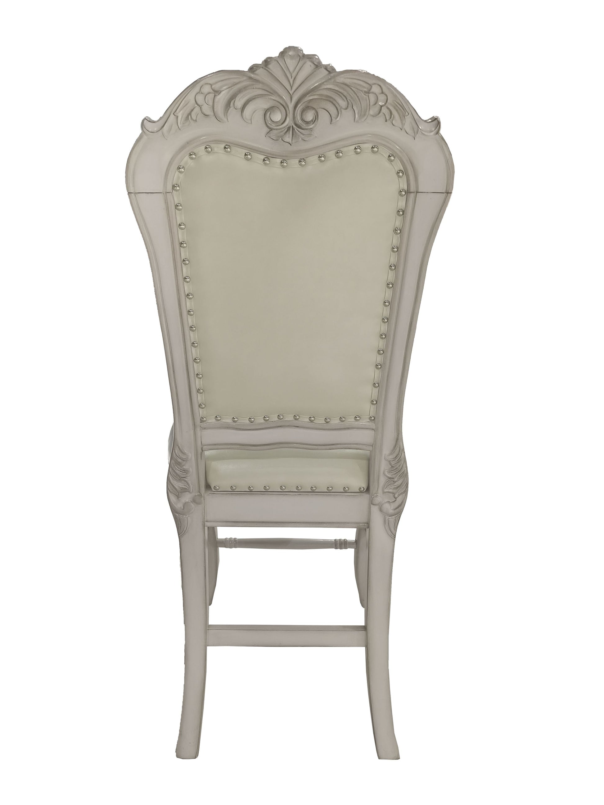 Dresden Counter Height Chair Set 2 In Pu & Bone White Finish Dn01704 White Pu