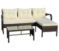 Outdoor Patio Furniture Sets 3 Piece Conversation Set Wicker Ratten Sectional Sofa With Seat Cushions Beige Cushion Brown Rattan