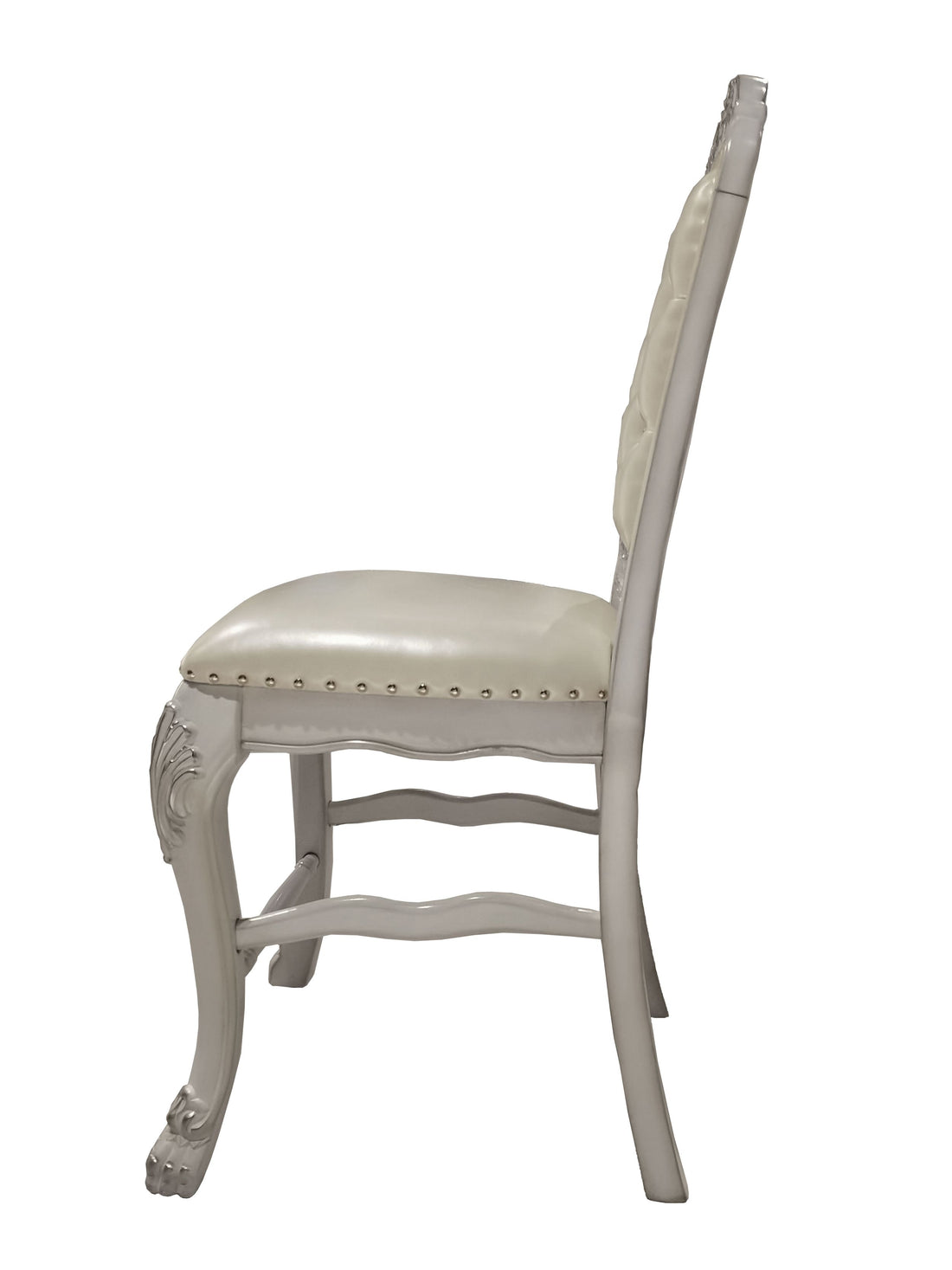 Dresden Counter Height Chair Set 2 In Pu & Bone White Finish Dn01704 White Pu