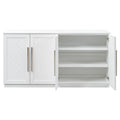 Sideboard With 4 Doors Large Storage Space Buffet Cabinet With Adjustable Shelves And Silver Handles For Kitchen, Dining Room, Living Room White White Solid Wood Mdf