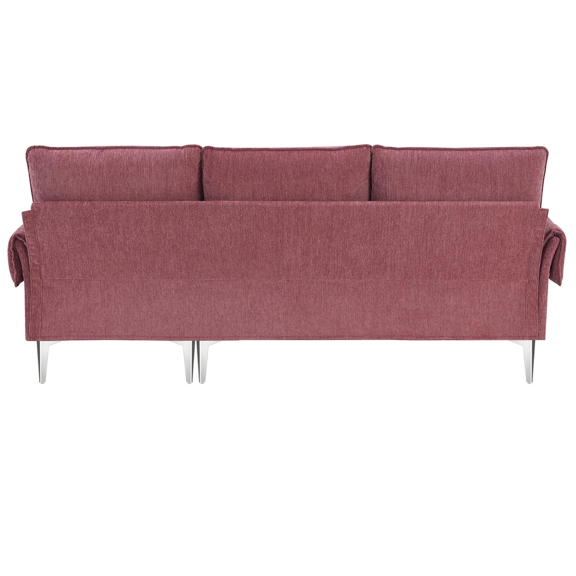 84 " Convertible Sectional Sofa, Modern Chenille L Shaped Sofa Couch With Reversible Chaise Lounge, Fit For Living Room, Apartment 2 Pillows Pink Fabric