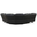 Modern Faux Leather Manual Reclining With Center Console With Led Light Strip,Living Room Furniture Set,Pu Symmetrical Couch With 2 Cup Holders And Storage For Living Room,Black Black Foam Pu Leather 6 Seat