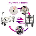 Yssoa Extended Folding Utility Wagon, 330Lbs Heavy Loaded Collapsible Garden Cart With Anti Slip Wheels, Adjustable Handle And Side Pockets, Large, White, X Large White Aluminium Alloy