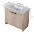 36 Inch Freestanding Bathroom Vanity With White Ceramic Sink & 2 Soft Close Cabinet Doors Bvb02436Plo F Bl9090B ,W1286S00063 Plain Light Oak 2 Bathroom Freestanding Modern Plywood