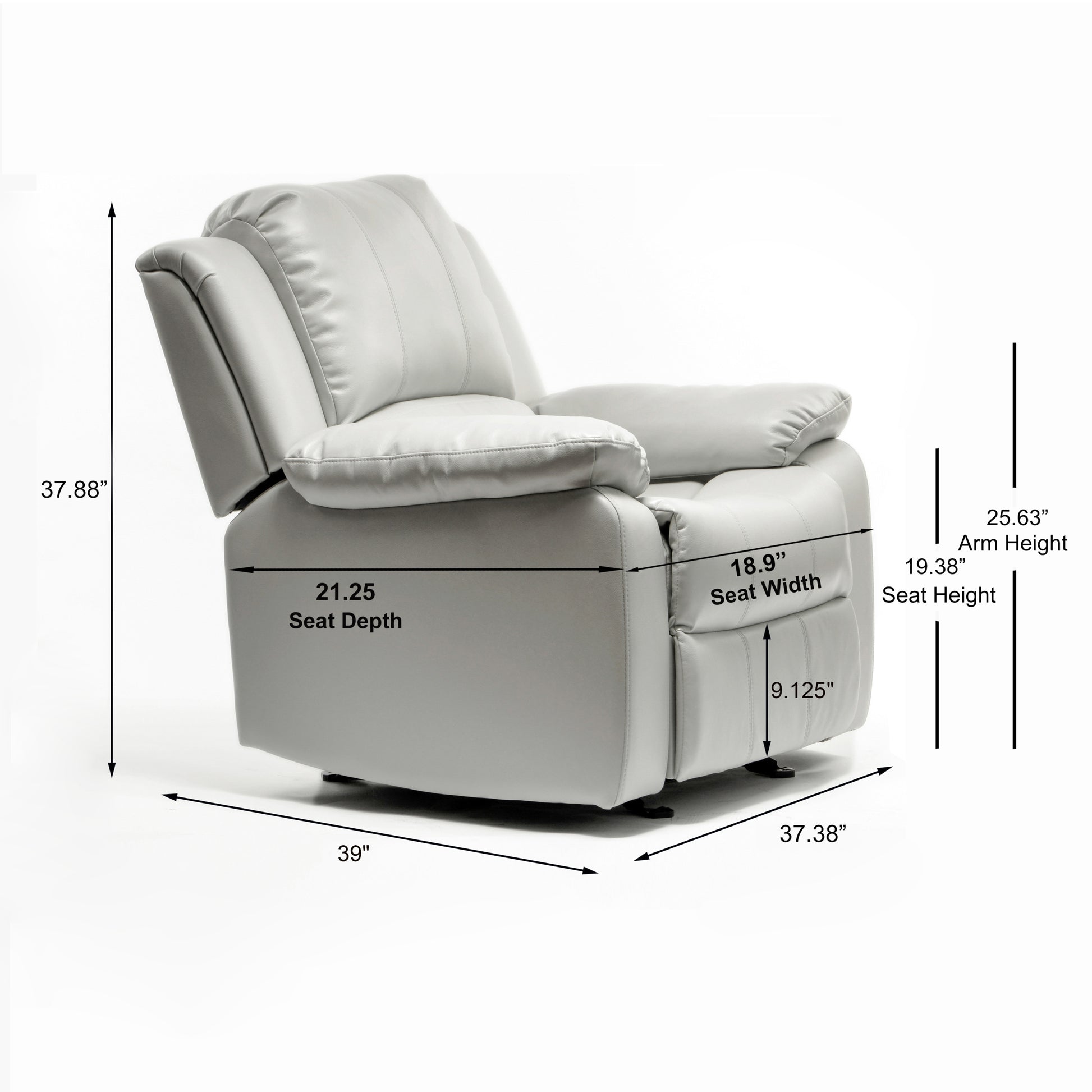 Charlotte Ivory Leather Gel Recliner Ivory Foam Pu Leather