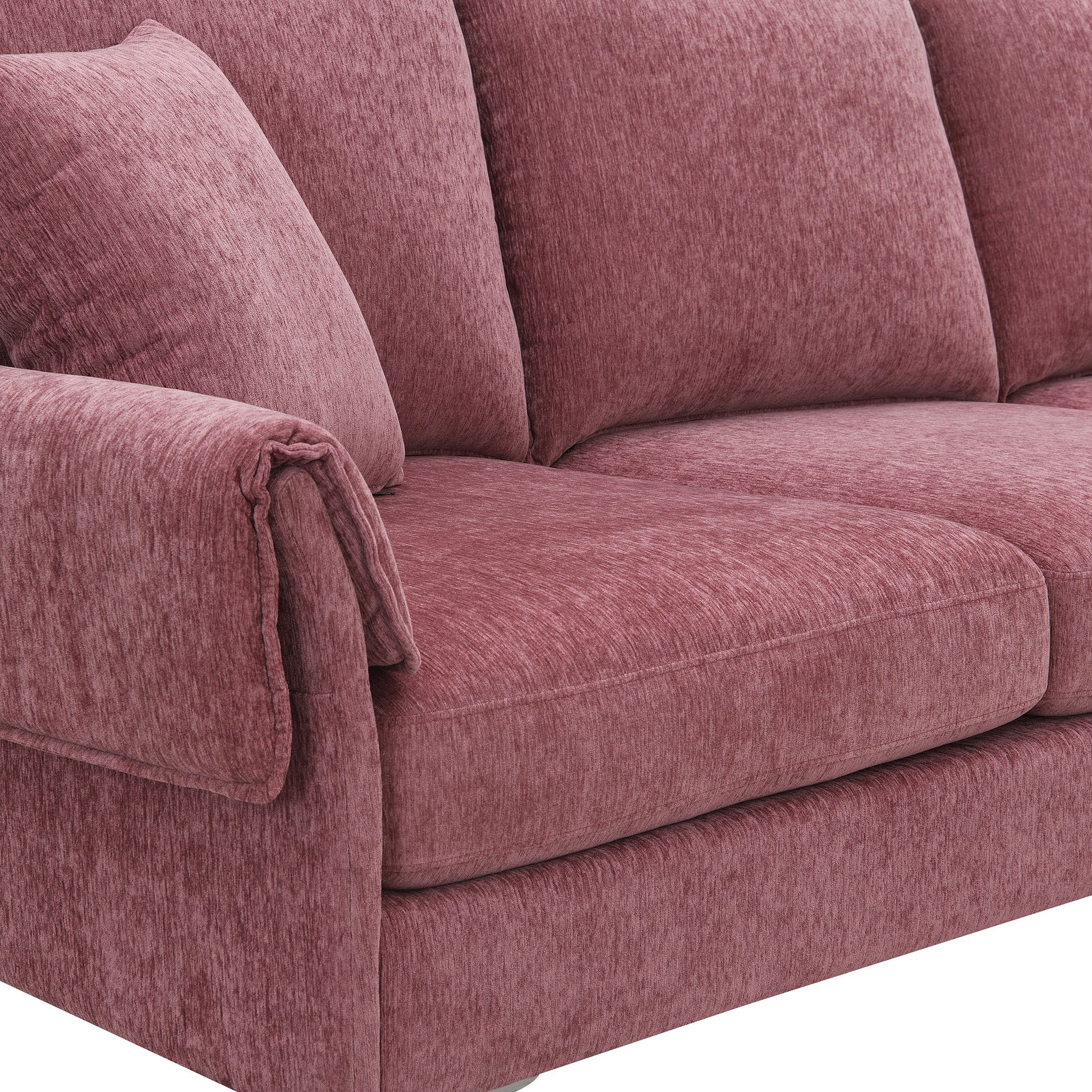 84 " Convertible Sectional Sofa, Modern Chenille L Shaped Sofa Couch With Reversible Chaise Lounge, Fit For Living Room, Apartment 2 Pillows Pink Fabric