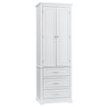 Tall Storage Cabinet With Three Drawers For Bathroom Office, White White Mdf