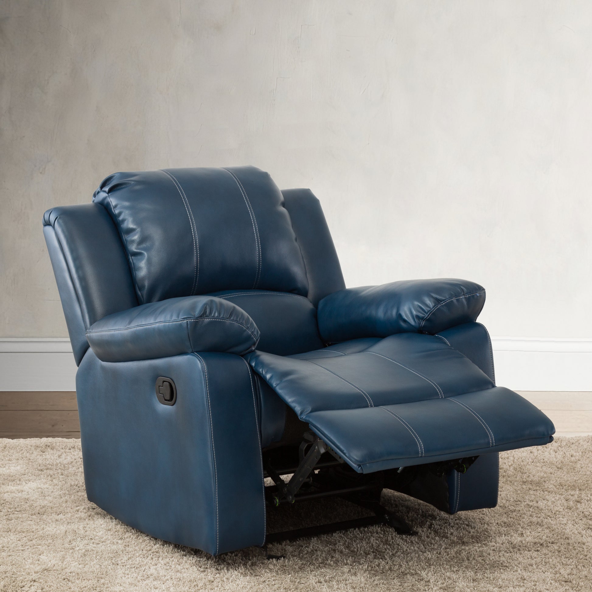 Charlotte Navy Blue Leather Gel Recliner Navy Blue Foam Pu Leather