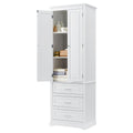 Tall Storage Cabinet With Three Drawers For Bathroom Office, White White Mdf