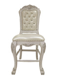 Dresden Counter Height Chair Set 2 In Pu & Bone White Finish Dn01704 White Pu