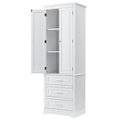 Tall Storage Cabinet With Three Drawers For Bathroom Office, White White Mdf