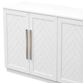 Sideboard With 4 Doors Large Storage Space Buffet Cabinet With Adjustable Shelves And Silver Handles For Kitchen, Dining Room, Living Room White White Solid Wood Mdf