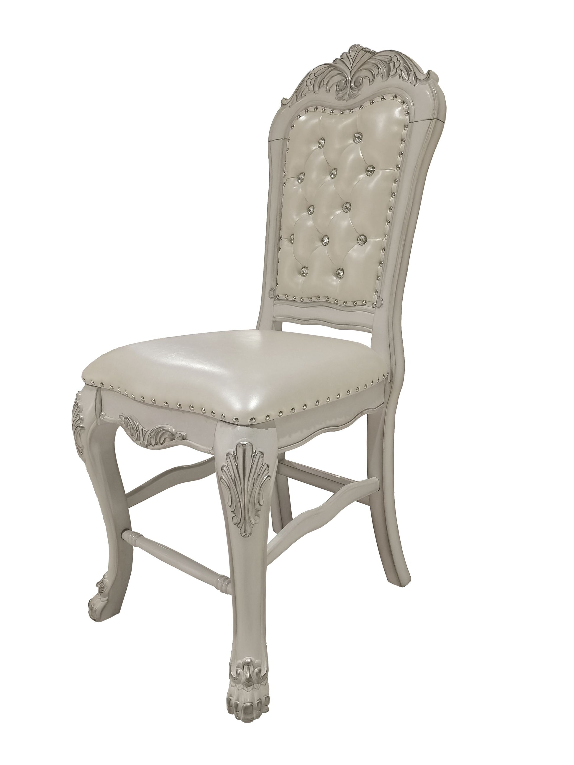 Dresden Counter Height Chair Set 2 In Pu & Bone White Finish Dn01704 White Pu
