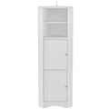 Tall Bathroom Corner Cabinet, Freestanding Storage Cabinet With Doors And Adjustable Shelves, Mdf Board, White White Mdf