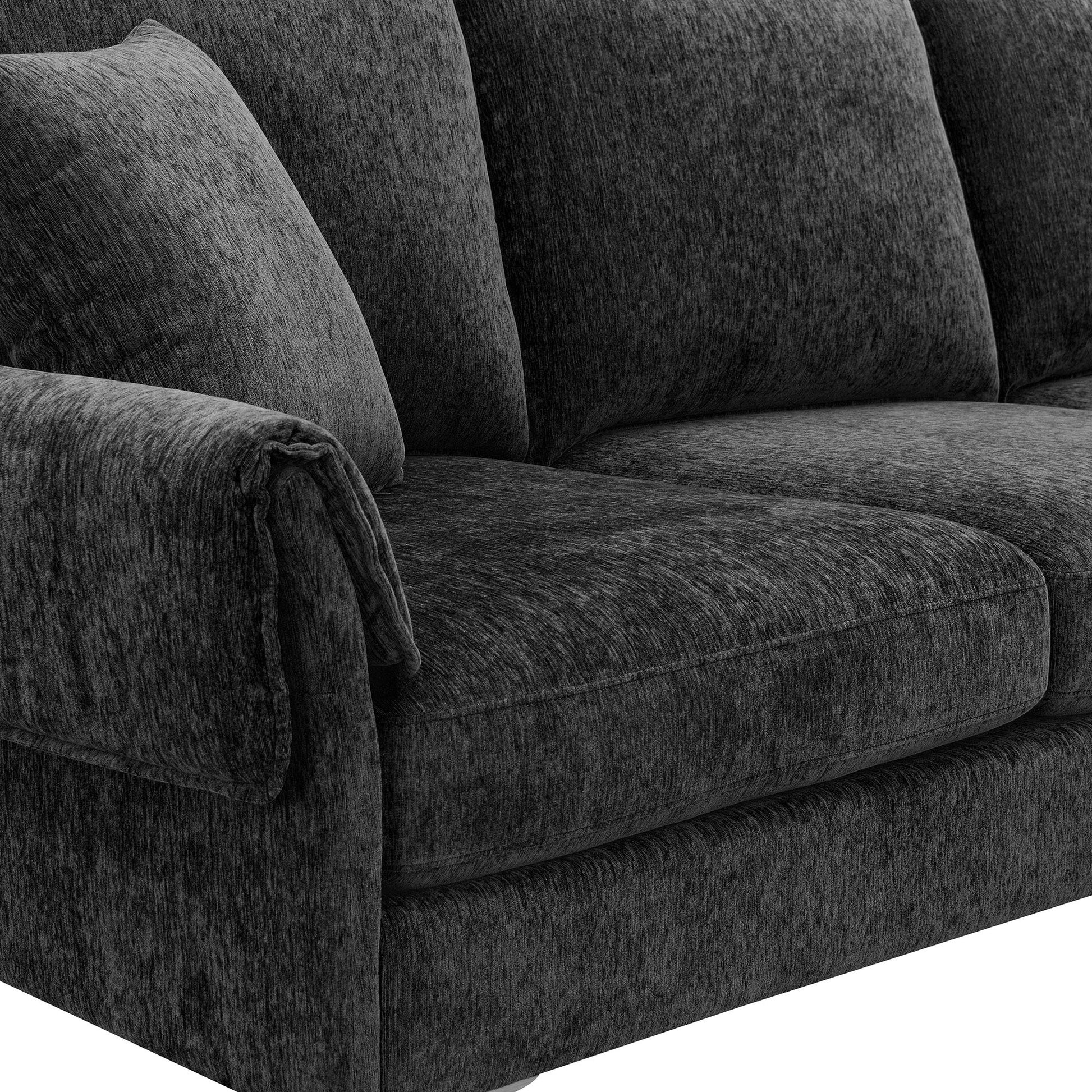 84 " Convertible Sectional Sofa, Modern Chenille L Shaped Sofa Couch With Reversible Chaise Lounge, Fit For Living Room, Apartment 2 Pillows Black Fabric