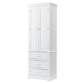 Tall Storage Cabinet With Three Drawers For Bathroom Office, White White Mdf