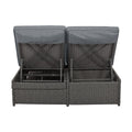 Outdoor Double Sunbed, Wicker Rattan Patio Reclining Chairs With Adjustable Backrest And Seat, Conversational Set For 2 Person, Gray Yes Complete Patio Set Gray Water Resistant Frame Water Resistant Cushion Garden & Outdoor Casual Sofa Seating Groups