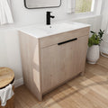 36 Inch Freestanding Bathroom Vanity With White Ceramic Sink & 2 Soft Close Cabinet Doors Bvb02436Plo F Bl9090B ,W1286S00063 Plain Light Oak 2 Bathroom Freestanding Modern Plywood