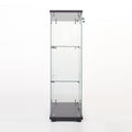 One Door Glass Cabinet Glass Display Cabinet With 3 Shelves, Black Black Glass