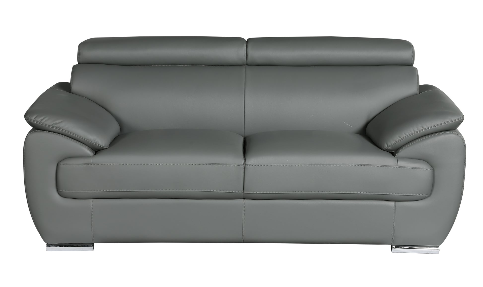 Genuine Leather Loveseat Gray Foam Leather