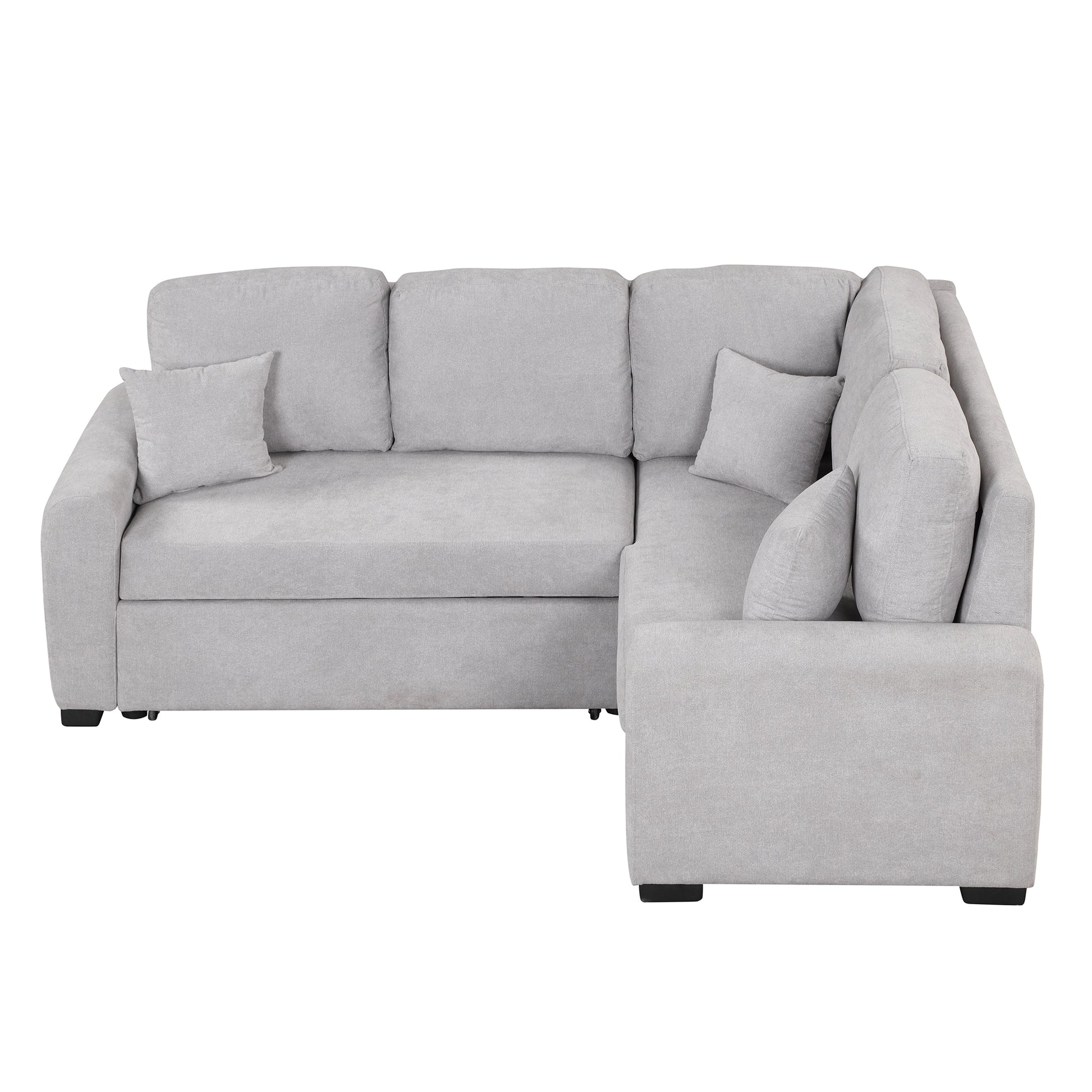 87.4"Sectional Sleeper Sofa With Usb Charging Port And Plug Outlet,Pull Out Sofa Bed With 3 Pillows, L Shape Chaise For Living Room Small Apartment,Grey Old Sku Sg000720Aae Grey Foam Chenille