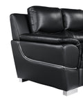 Genuine Leather Loveseat Black Foam Leather