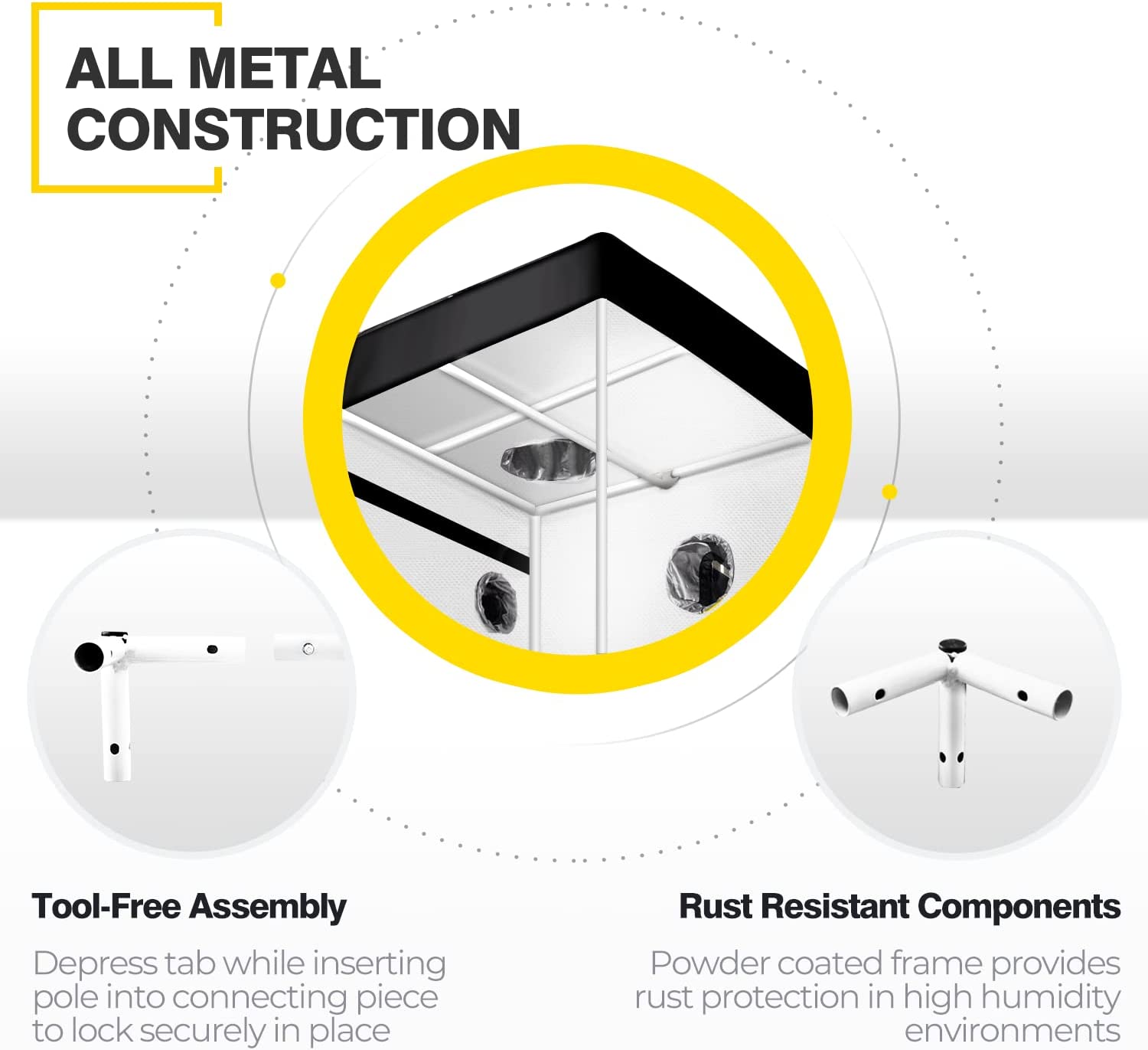 Ipower Gltentxs3 Grow Tent With Reflective Mylar 32" X 32" X 63" Indoor Hydroponic Water Resistant Complete System, Black Black Oxford Fabric
