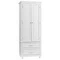 Tall Storage Cabinet With Two Drawers For Bathroom Office, White White Mdf