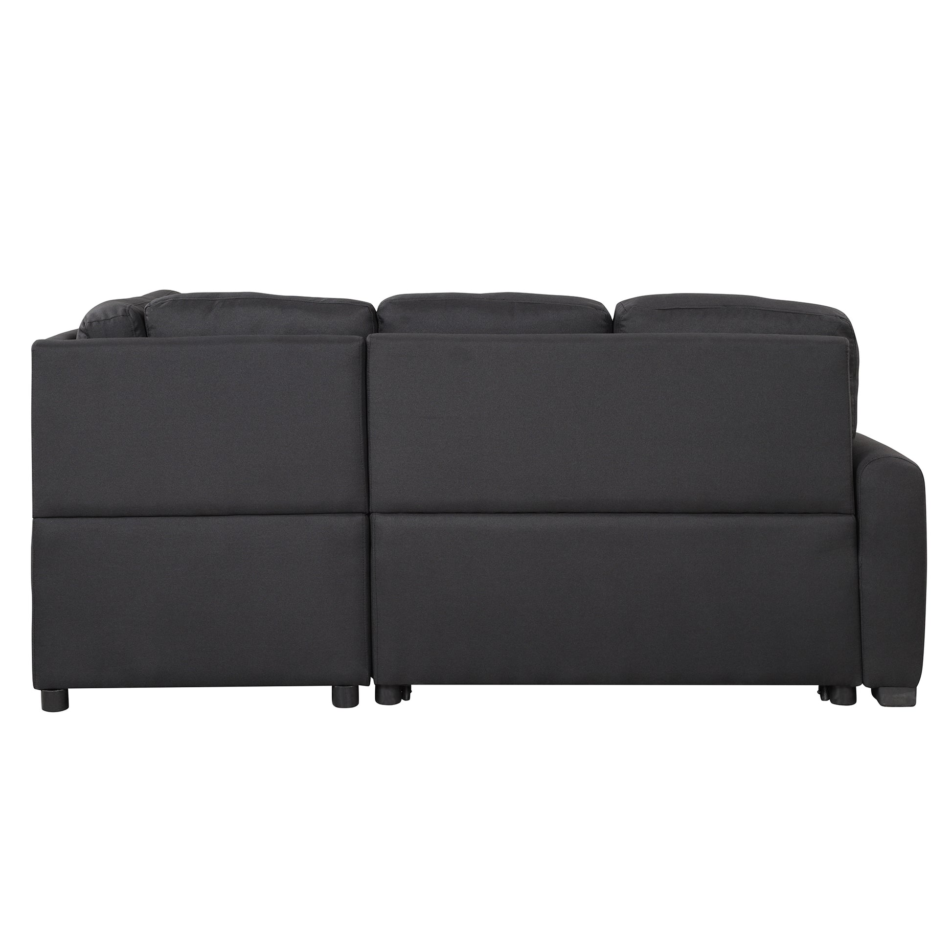 87.4"Sectional Sleeper Sofa With Usb Charging Port And Plug Outlet,Pull Out Sofa Bed With 3 Pillows, L Shape Chaise For Living Room Small Apartment,Black Old Sku Sg000720Aab Black Foam Linen