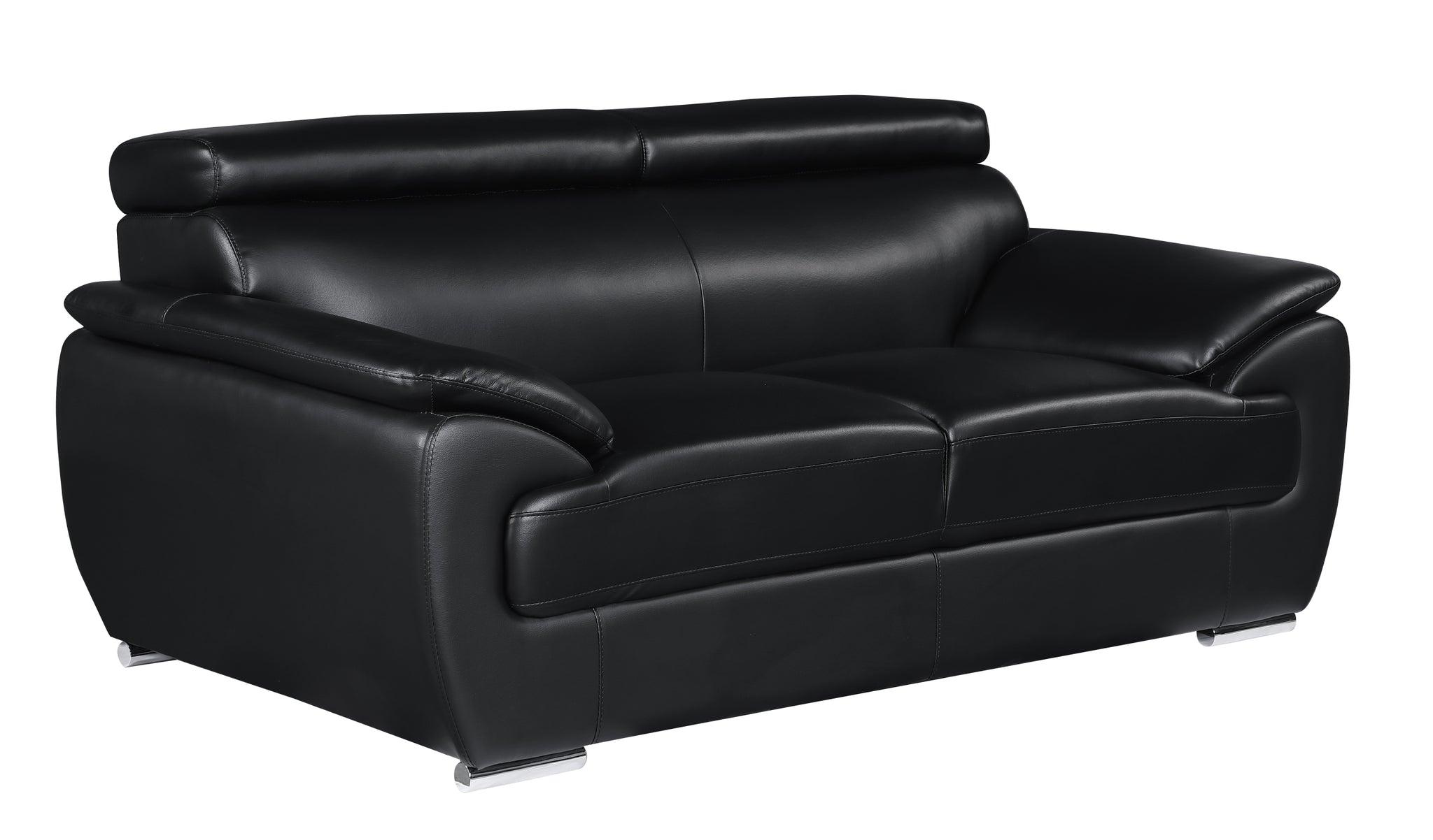 Genuine Leather Loveseat Black Foam Leather