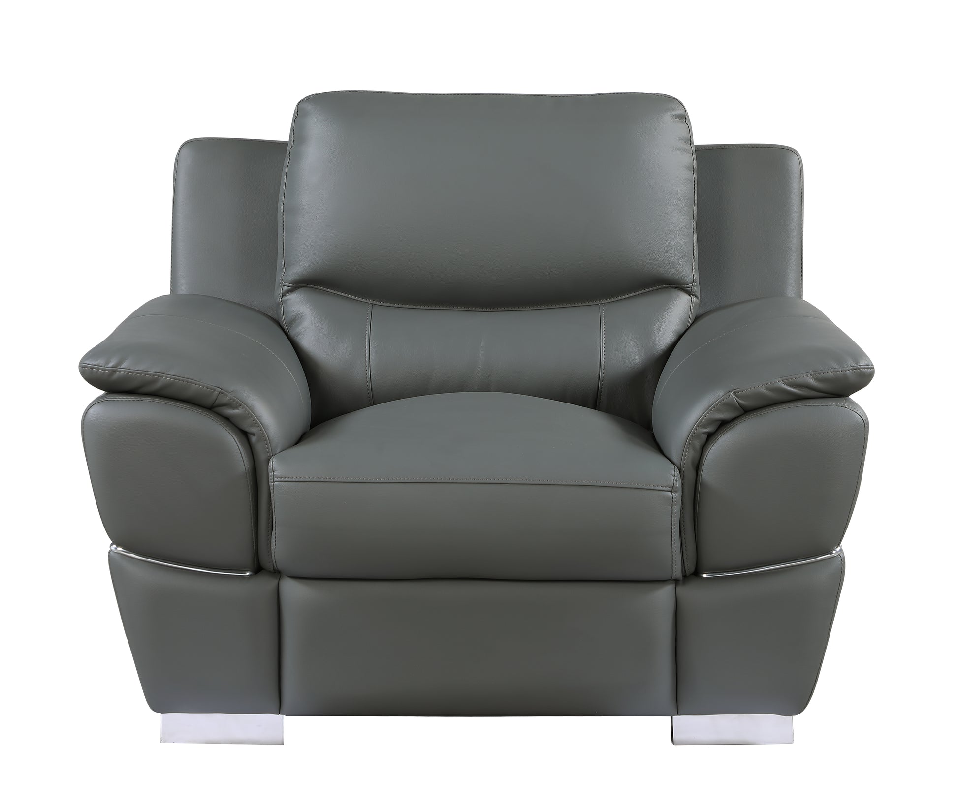 Genuine Leather Chair Gray Foam Leather