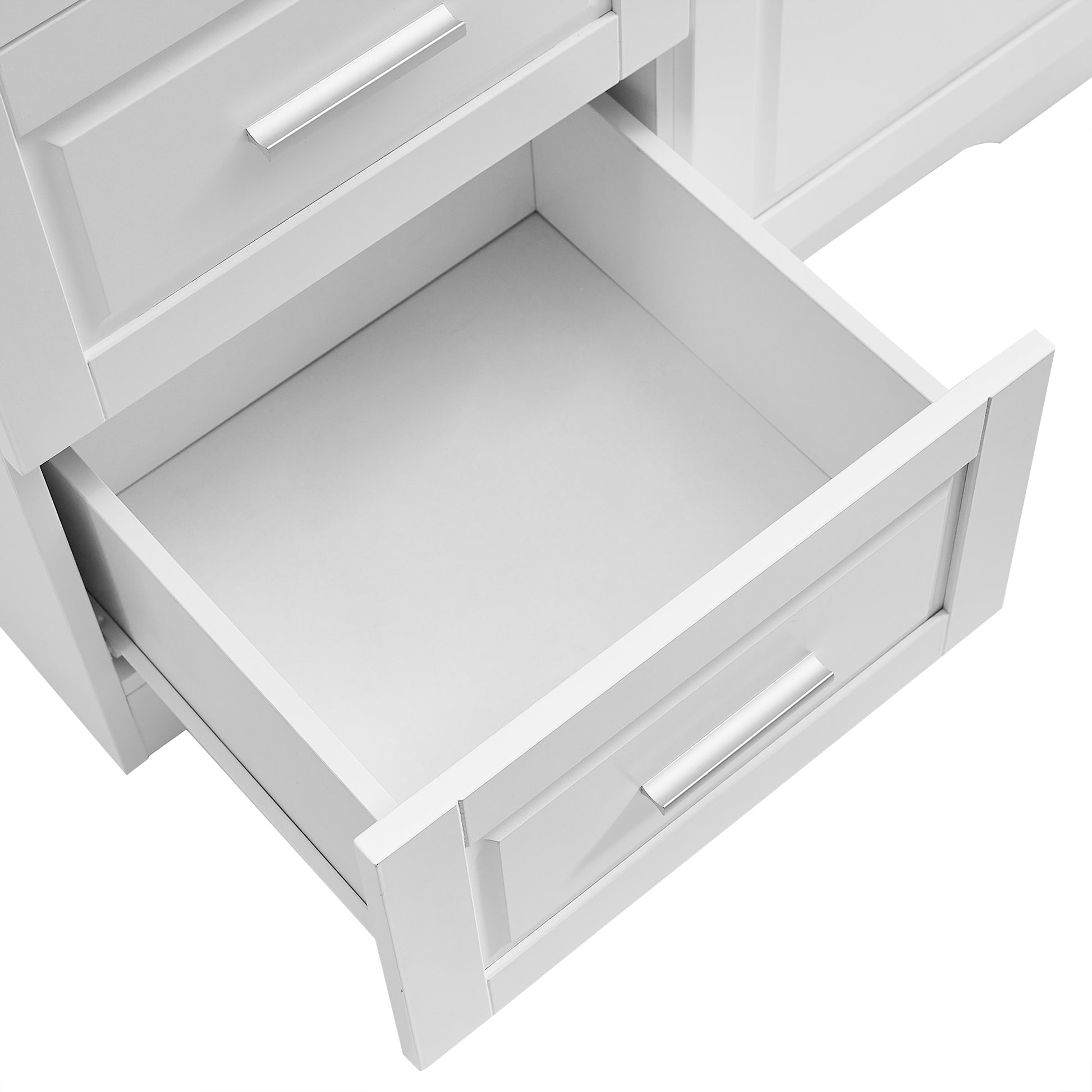 Tall And Wide Storage Cabinet With Doors For Bathroom Office, Three Drawers, White White Mdf