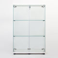 Two Door Glass Cabinet Glass Display Cabinet With 3 Shelves, White White Glass