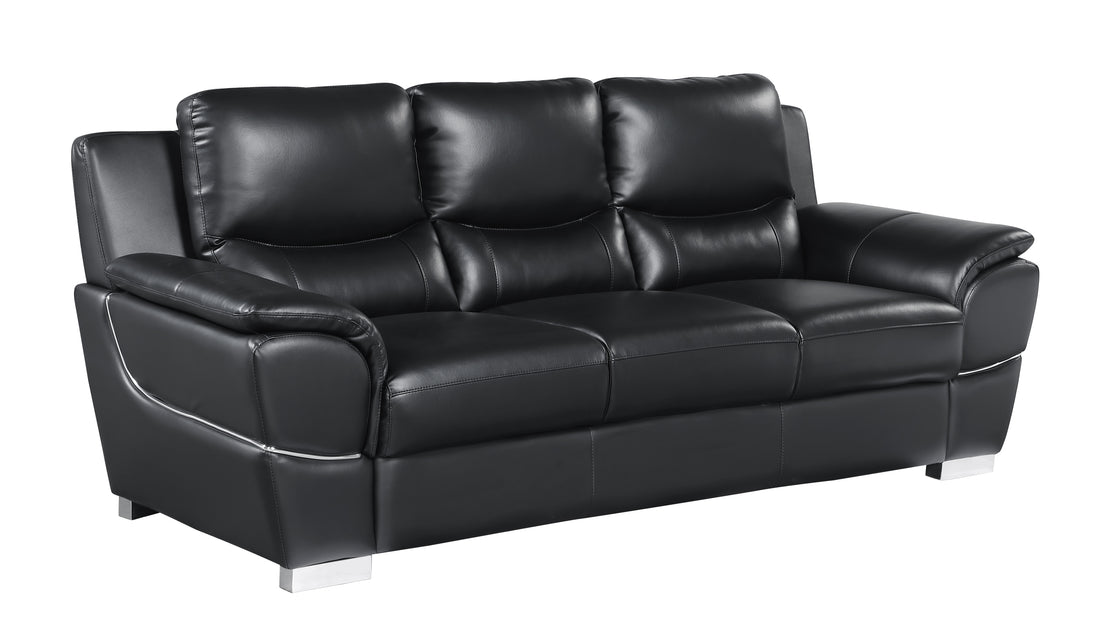 Genuine Leather Sofa Black Foam Leather