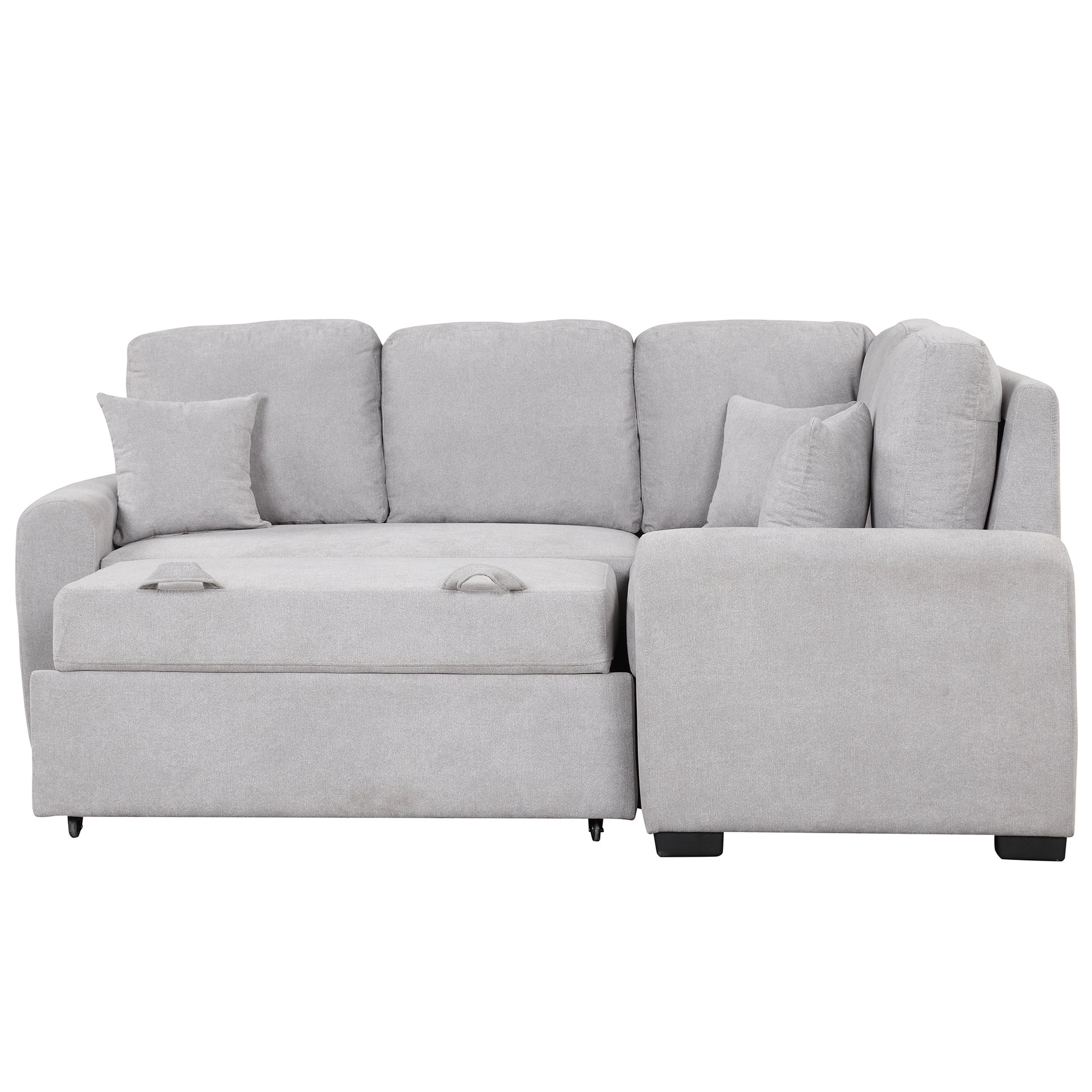 87.4"Sectional Sleeper Sofa With Usb Charging Port And Plug Outlet,Pull Out Sofa Bed With 3 Pillows, L Shape Chaise For Living Room Small Apartment,Grey Old Sku Sg000720Aae Grey Foam Chenille