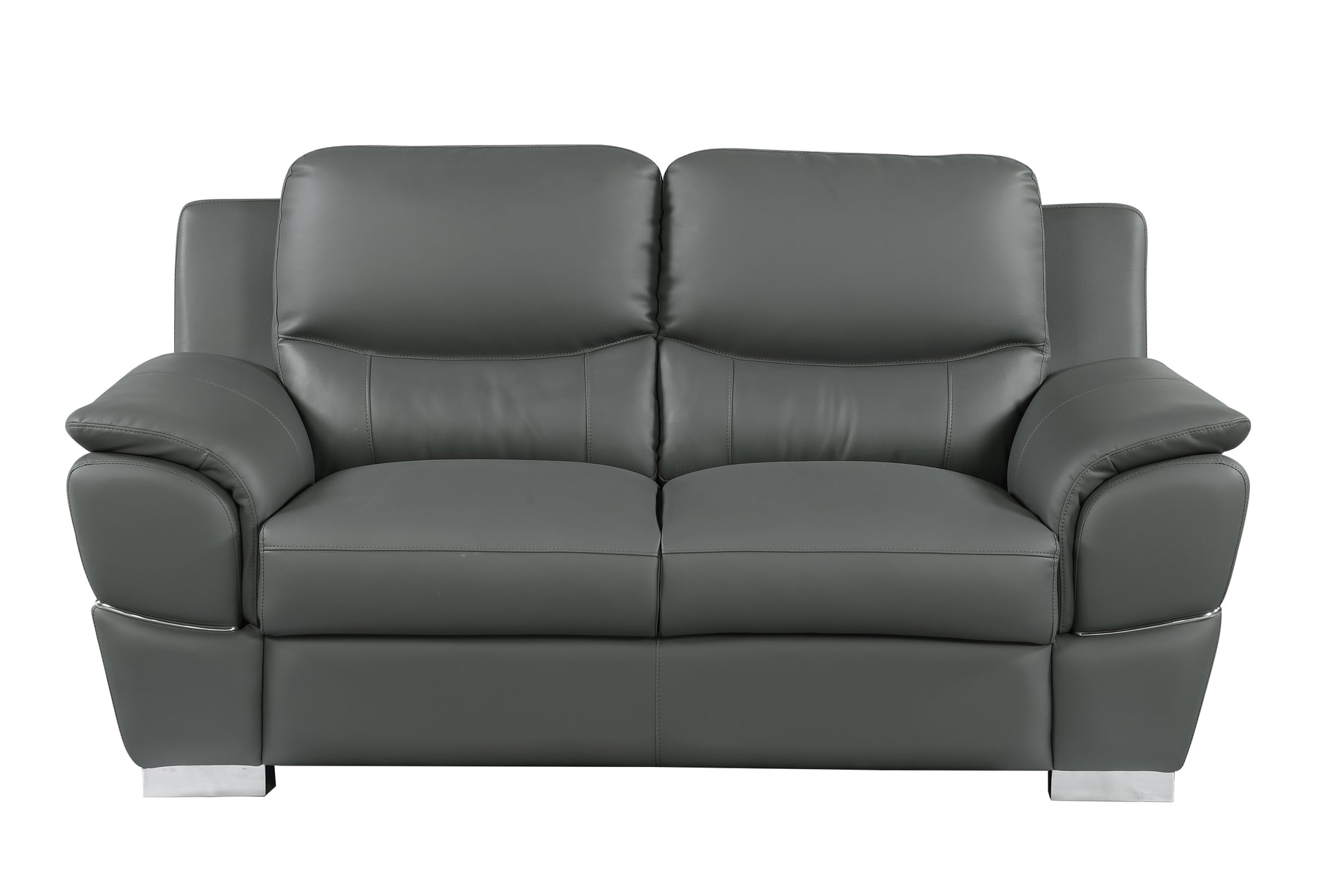 Genuine Leather Loveseat Gray Foam Leather