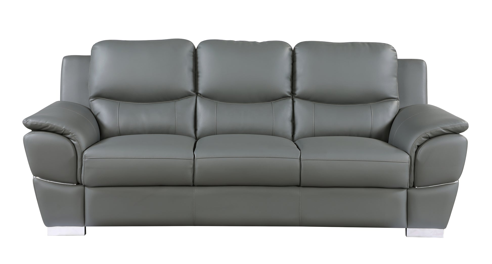 Genuine Leather Sofa Gray Foam Leather