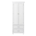 Tall Storage Cabinet With Two Drawers For Bathroom Office, White White Mdf