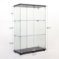 Two Door Glass Cabinet Glass Display Cabinet With 3 Shelves, Black Black Glass