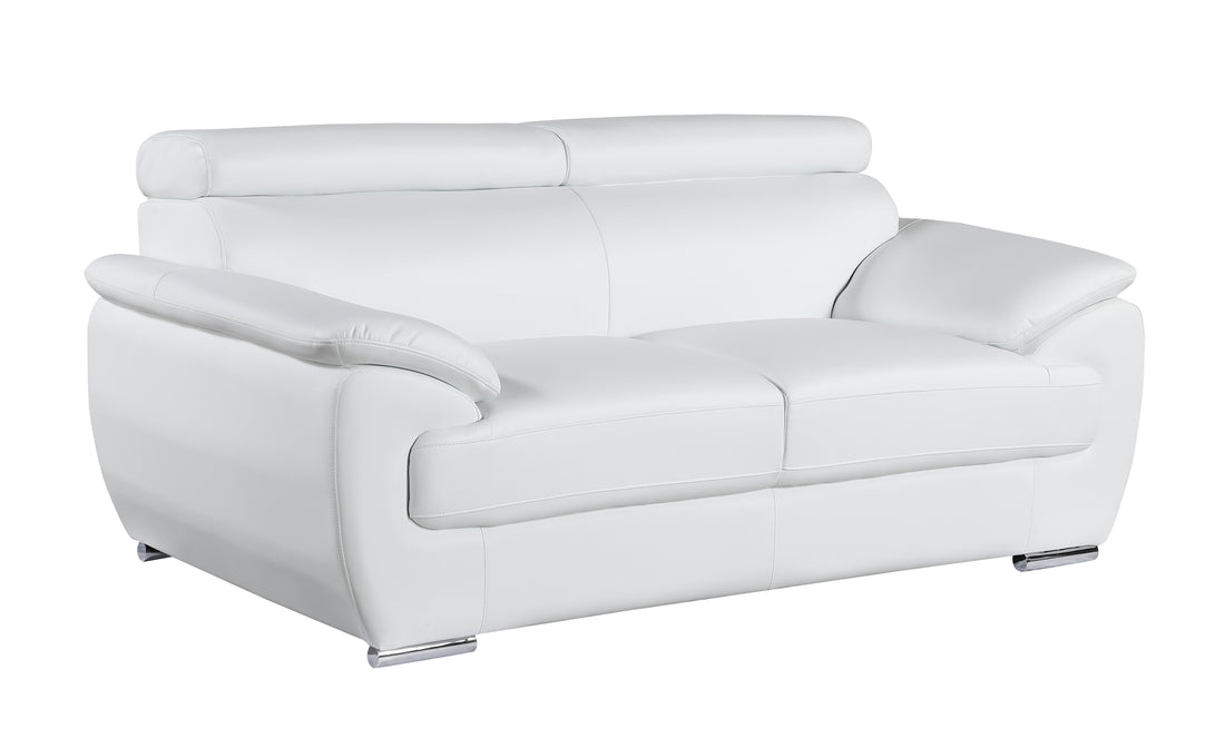 Genuine Leather Loveseat White Foam Leather