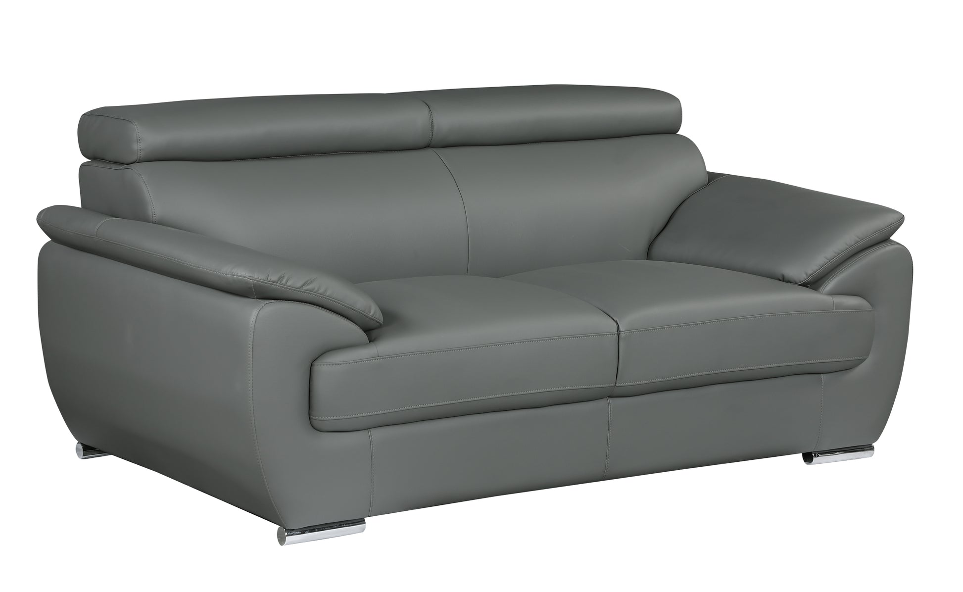 Genuine Leather Loveseat Gray Foam Leather