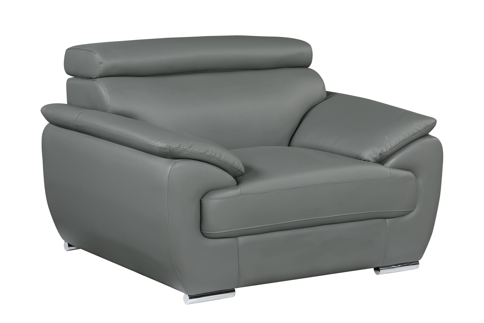 Genuine Leather Chair Gray Foam Leather