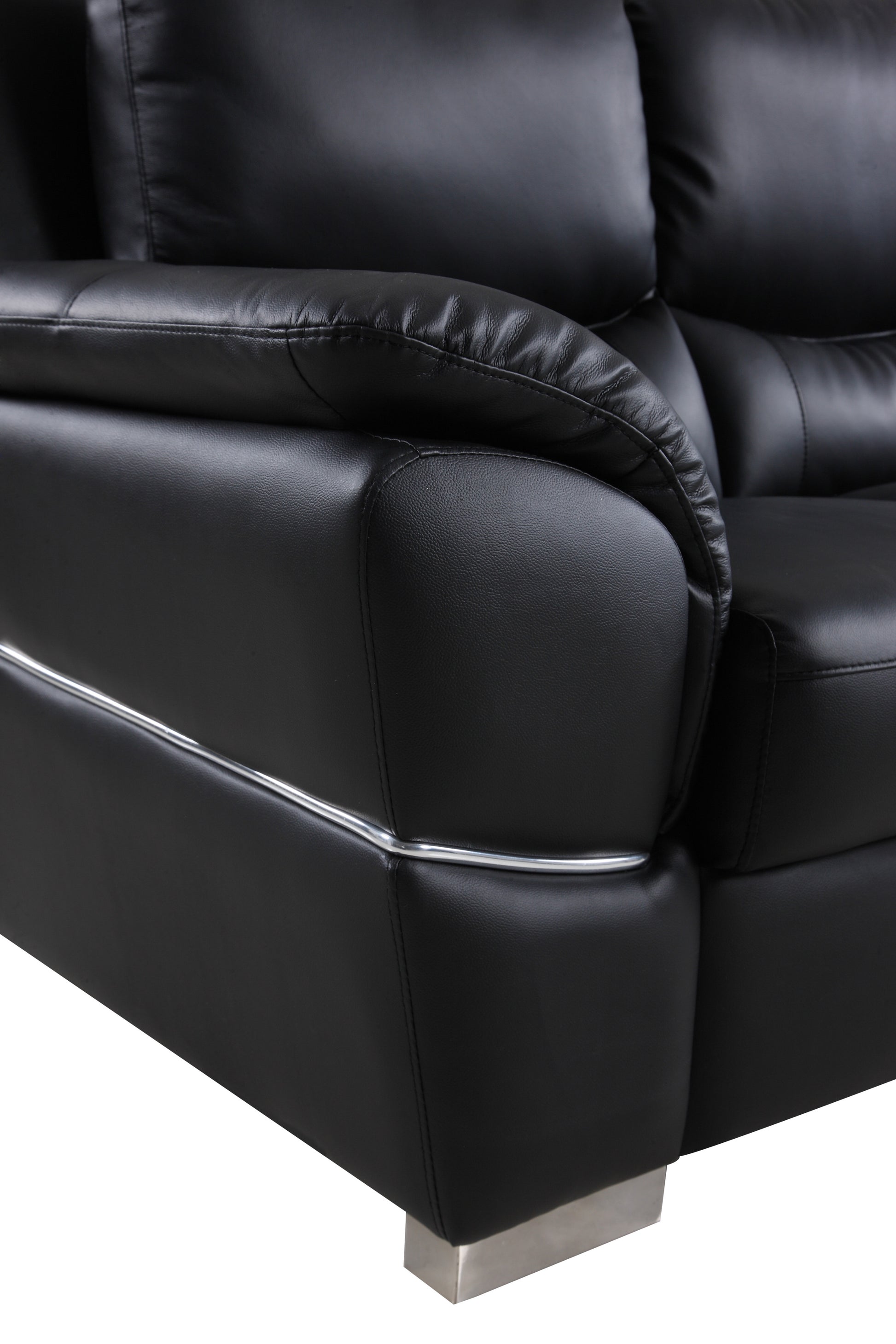 Genuine Leather Sofa Black Foam Leather