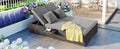 Outdoor Double Sunbed, Wicker Rattan Patio Reclining Chairs With Adjustable Backrest And Seat, Conversational Set For 2 Person, Gray Yes Complete Patio Set Gray Water Resistant Frame Water Resistant Cushion Garden & Outdoor Casual Sofa Seating Groups